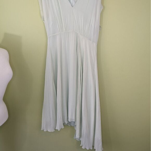 Lewit Dress Mint Green V Neck Asymmetrical Chifon Capped Sleeve Midi 6 - Picture 11 of 13